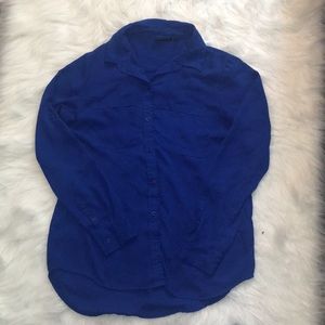 Blue Button Down Long Sleeved Top